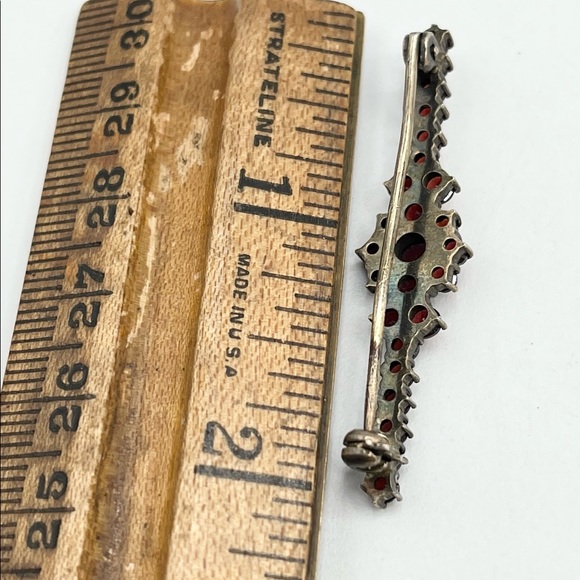 Antique Victorian Bohemian Garnet Bar Pin Brooch - Picture 6 of 6